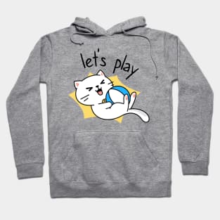 Cute White Cats Let's Play Hoodie